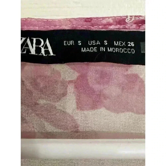 Zara Small Womens Blouse  Floral Ruffle V-Neck Long Sleeve Multicolor - Picture 3 of 8